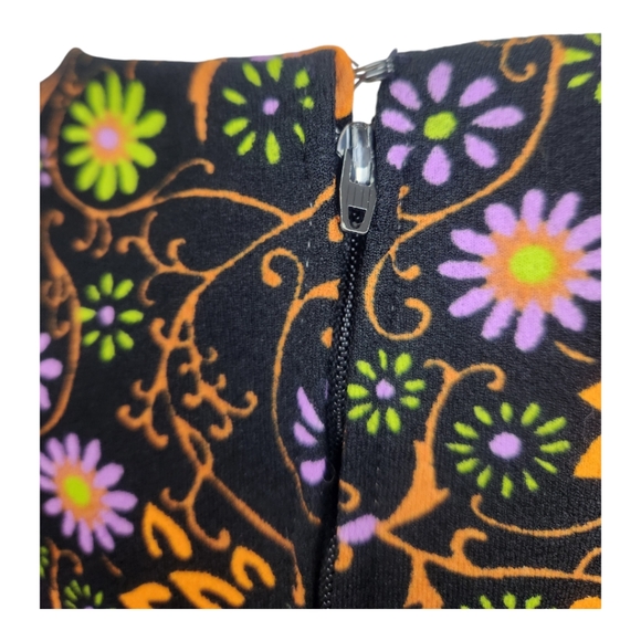 70s Vintage Liberty Circle Witchy Floral Long Sleeve Maxi Dress med large - Picture 7 of 9